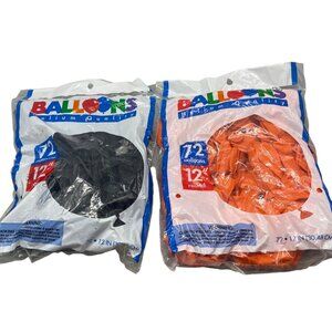 balloons helium quality black orange 12" round 72 each bag sealed bag  READ